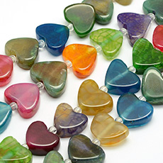 Natural Agate Heart Beads