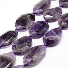Natural Amethyst Oval  Beads