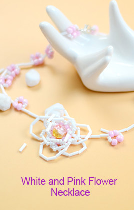 White and Pink Flower Necklace